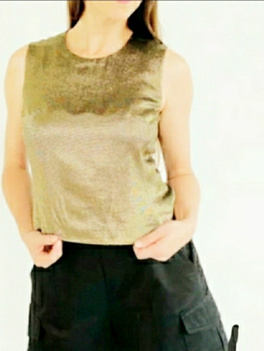 Louis Feraud Wool Silk Blend Sleeveless Shell Top Old Money Minimal Capsule 14